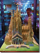This is a model of what the church will look like when completed. I found it in a glass case in a nearby gift shop. It's definitely interesting... It almost looks like a high-priced gingerbread cake.