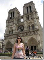 Kim in front of Notre Dame.