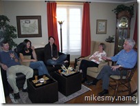 Friends and family gathered for apéritifs before dinner. Welcome Jeff!
