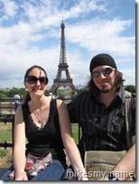 When the sun came back out, Kim and I posed for a picture with the Eiffel Tower in the background.