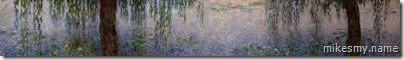 A panorama of one of Monet's Water Lilies.